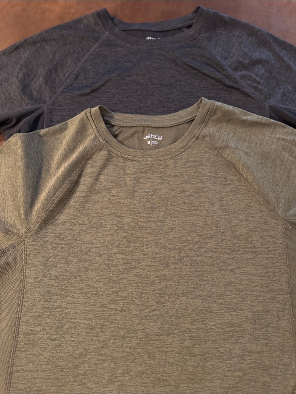 Set of 2 BCG Men's Short Sleeve Performance Tee - Olive Green and Charcoal Grey